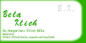 bela klich business card
